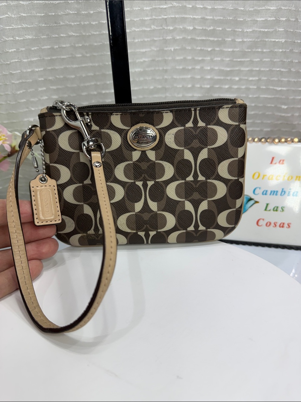 (O1)Coach Peyton Signature Dream C Y2K Wallet,1990s,Brown/Cream,Approx.4 1/2 x 6